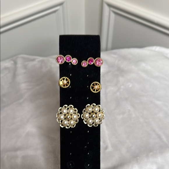 Bundle of three clip on Pink and Gold Earring Set - Picture 1 of 4